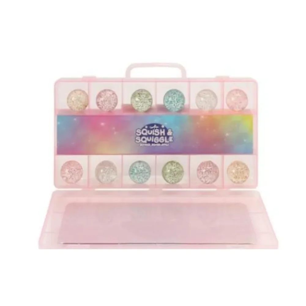 Toy Mania Glitter Squish & Squiggle Bouncy Balls 12-Pack